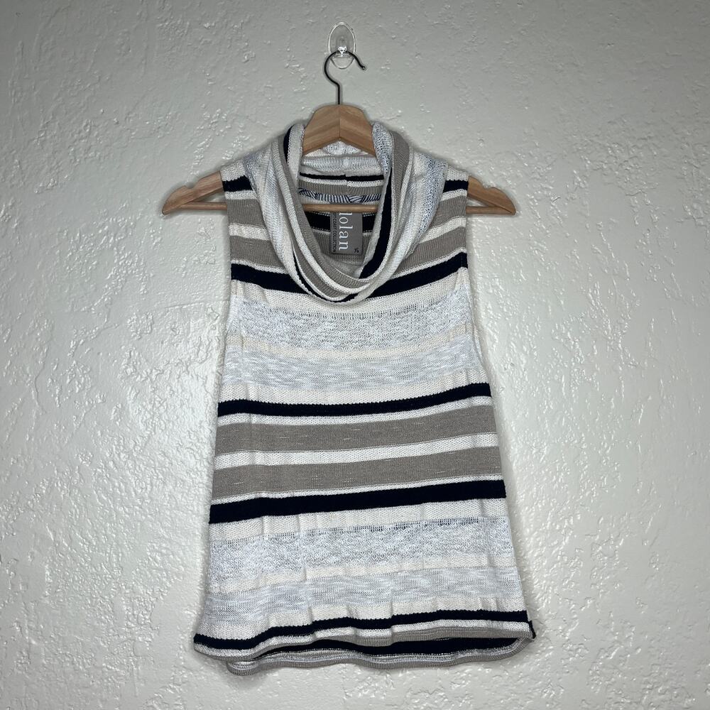 Dolan Women's Cowl Neck Sleeveless Striped‎ Knit Lightweight Sweater XS